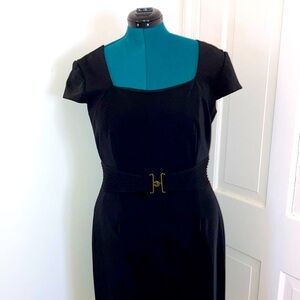 Tahari Arthur S Levine Midi Little Black Dress Size 14